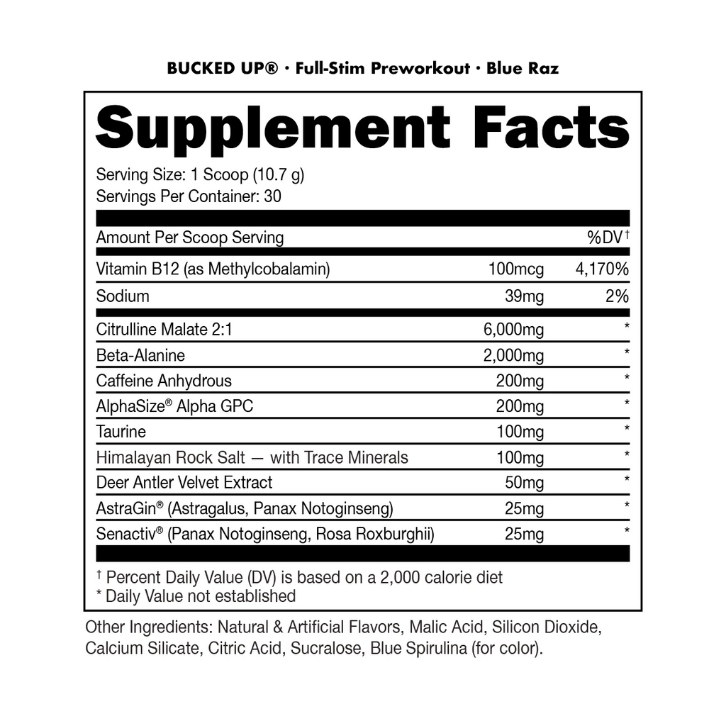 Bucked Up Pre-Workout - Blue Razz