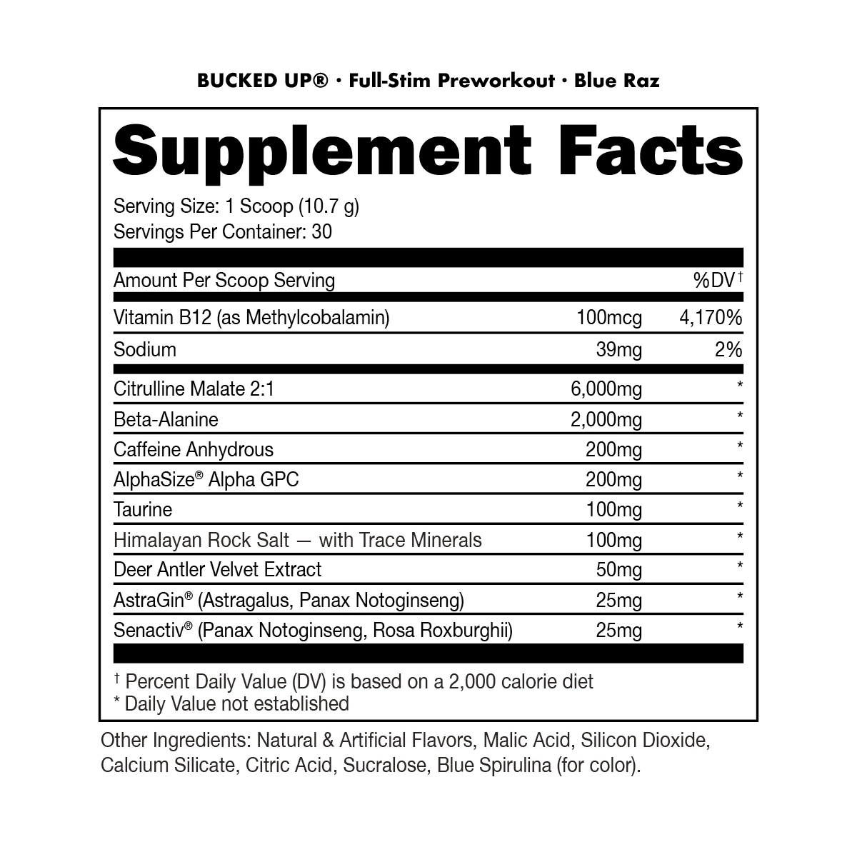 Bucked Up Pre-Workout - Blue Razz