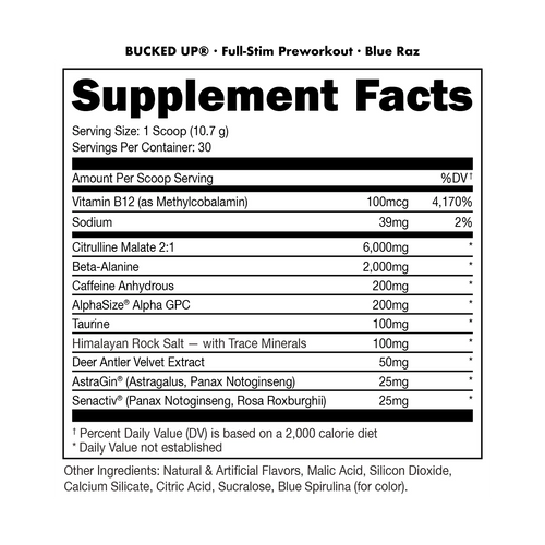 Bucked Up Pre-Workout - Blue Razz